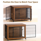 GuluNook 38.6" Dog Crate Furniture with Wheels – Double-Door Indoor Kennel