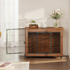 GuluNook 38.6" Dog Crate Furniture with Wheels – Double-Door Indoor Kennel