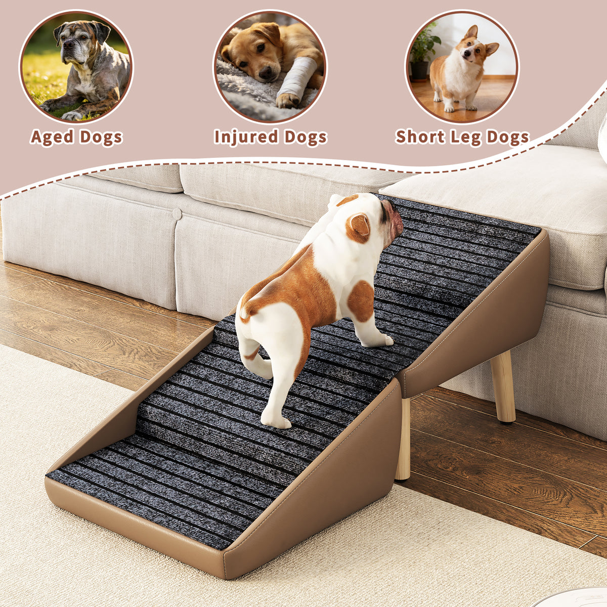 GuluNook Dog Stairs for Small Dogs – 2-in-1 Foldable Pet Steps & Ottoman Pet ramps
