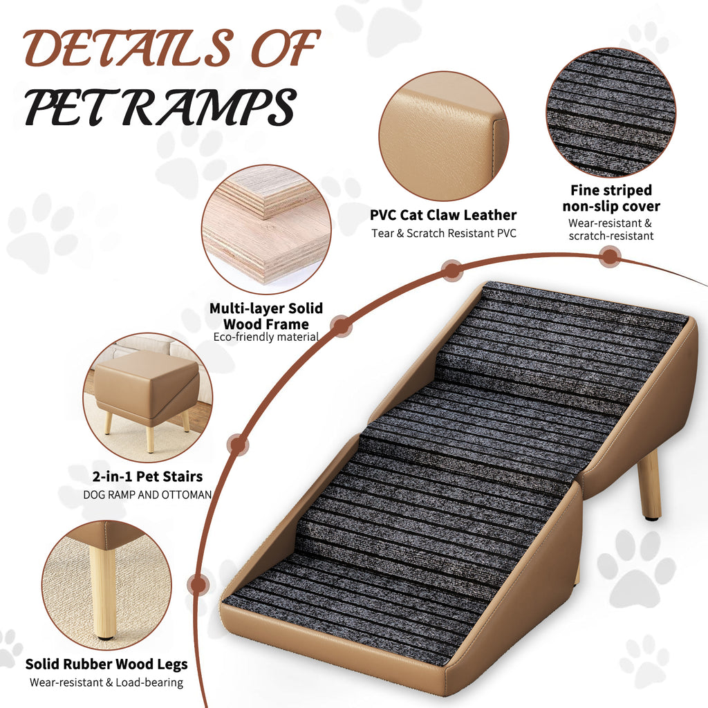 GuluNook Dog Stairs for Small Dogs – 2-in-1 Foldable Pet Steps & Ottoman Pet ramps