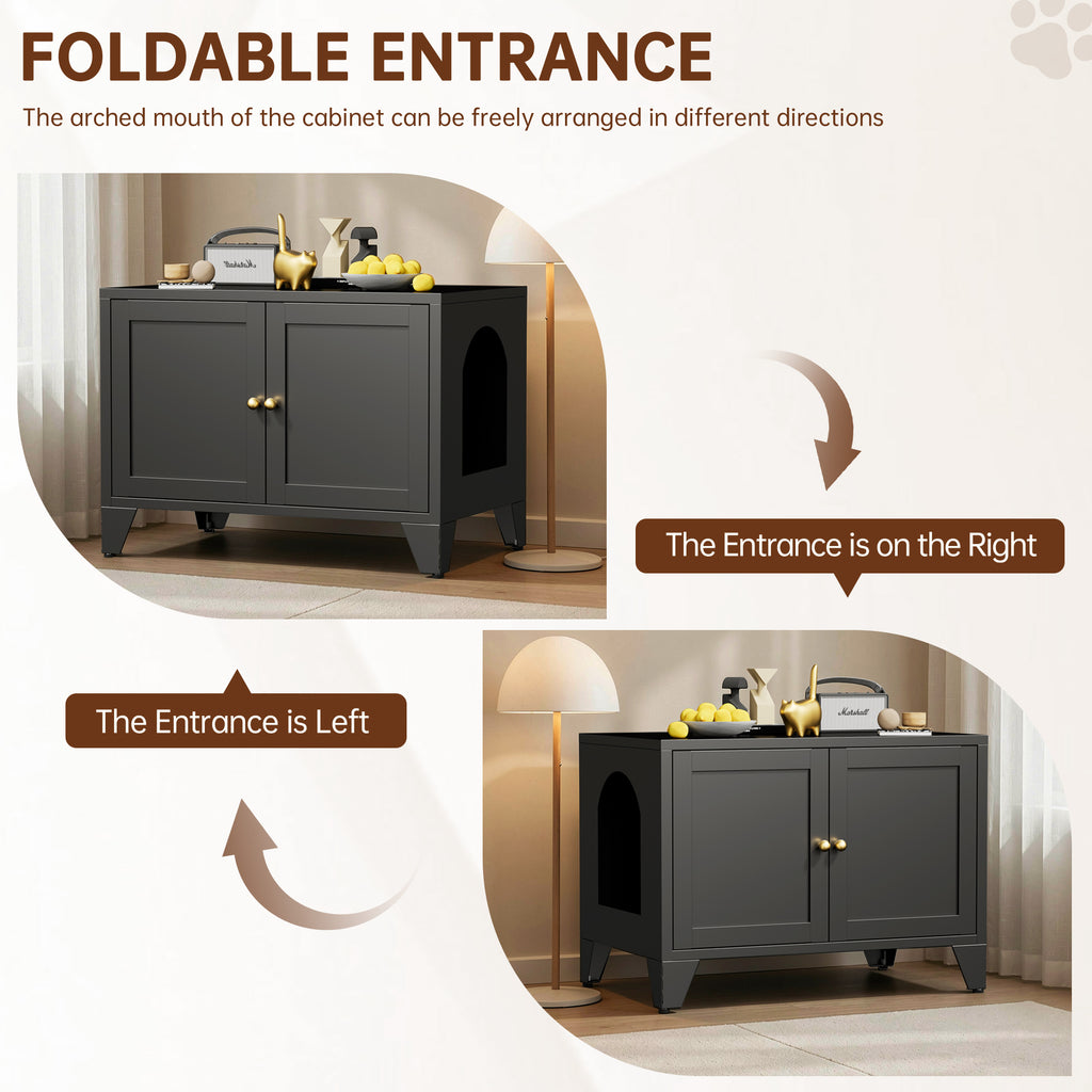 GuluNook Metal Cat Litter Box Enclosure – Modern Hidden Litter Box Furniture