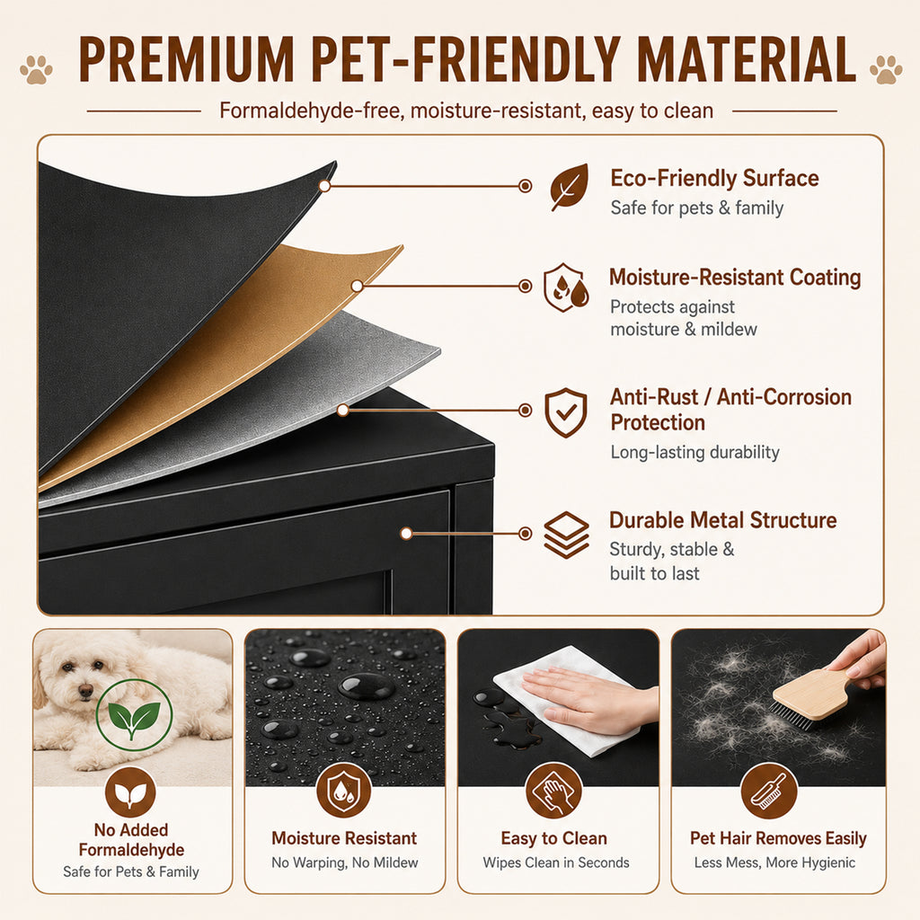 GuluNook Metal Cat Litter Box Enclosure – Modern Hidden Litter Box Furniture