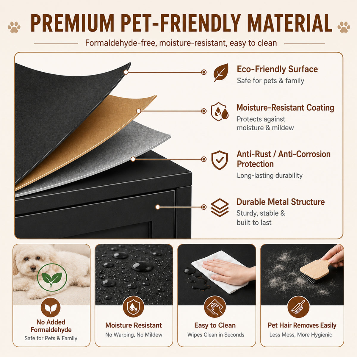 GuluNook Metal Cat Litter Box Enclosure – Modern Hidden Litter Box Furniture