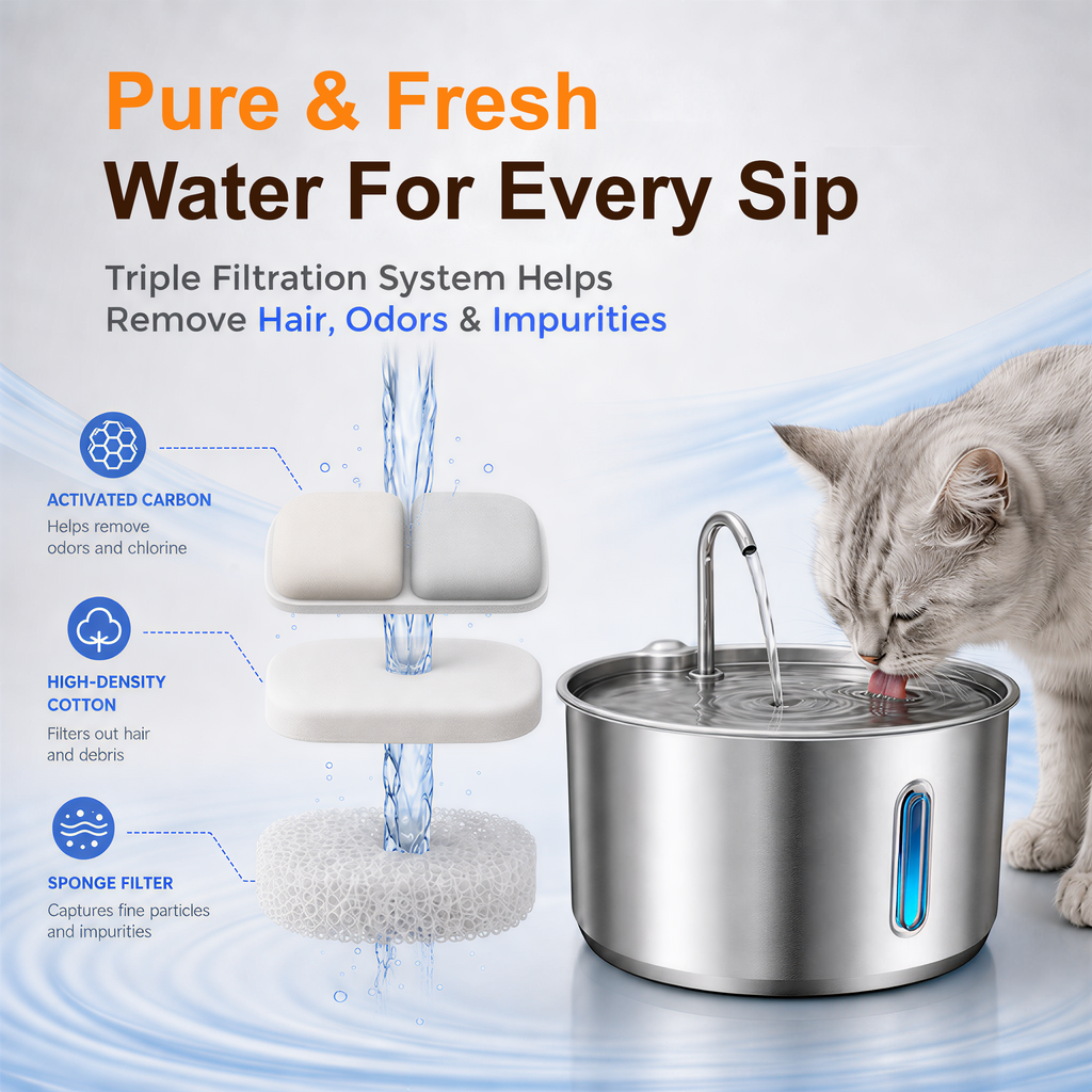 GULUNOOK Aqua Flow 4L Fountain Replacement Filters (8-Pack)