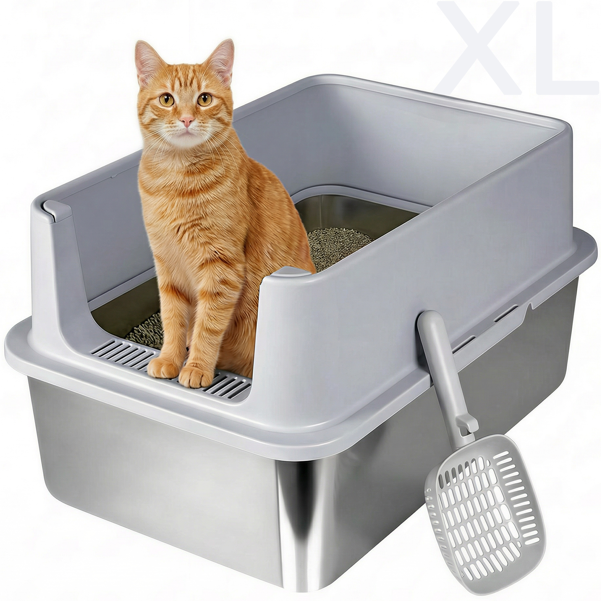 XL Stainless Steel Cat Litter Box