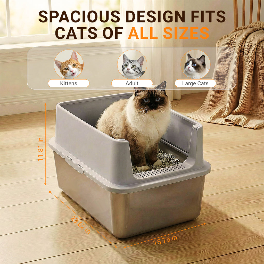 XL Stainless Steel Cat Litter Box
