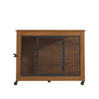 GuluNook 38.6" Dog Crate Furniture with Wheels – Double-Door Indoor Kennel