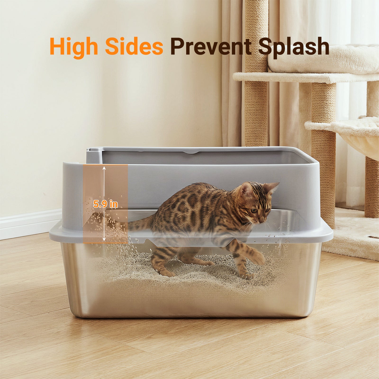 XL Stainless Steel Cat Litter Box