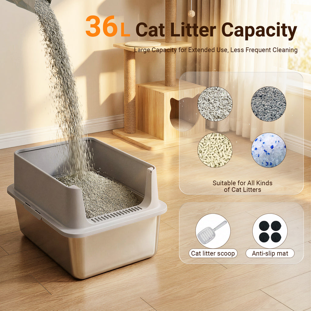 XL Stainless Steel Cat Litter Box