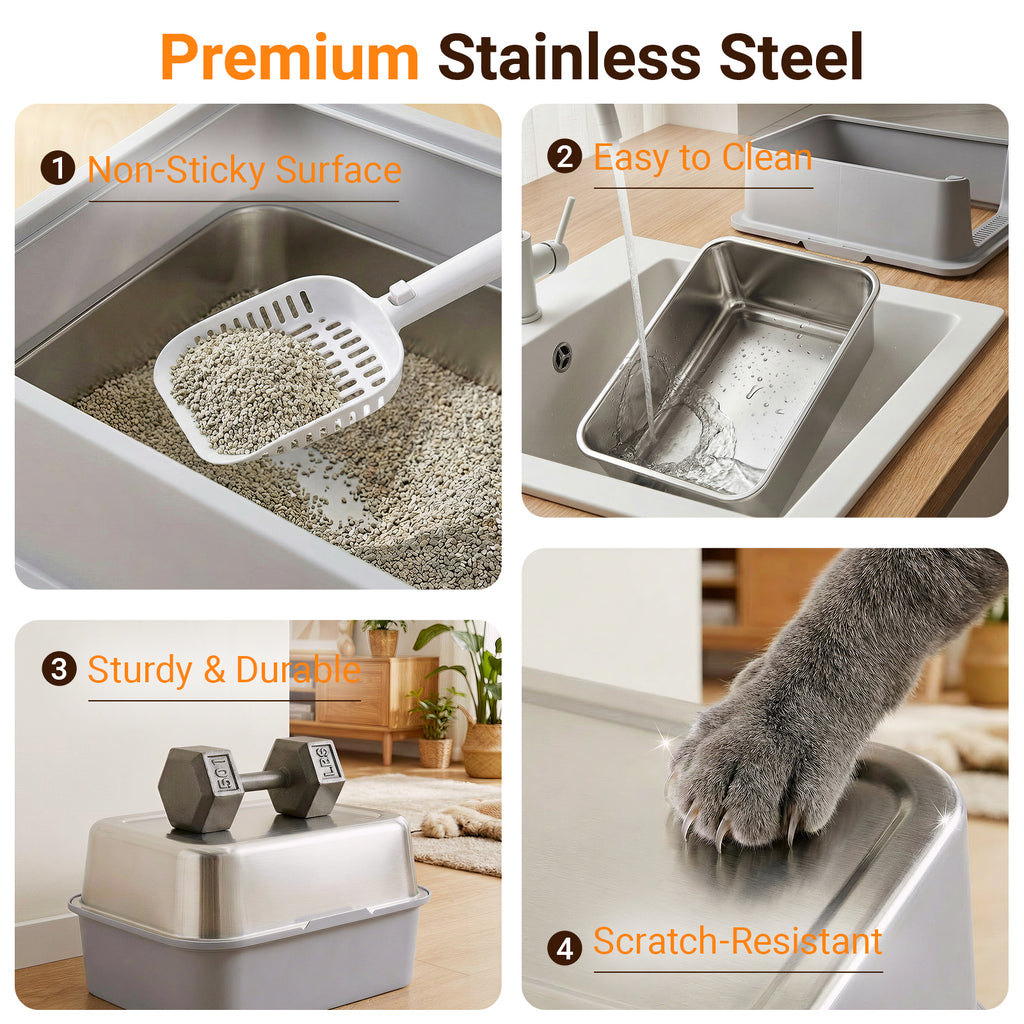 XL Stainless Steel Cat Litter Box
