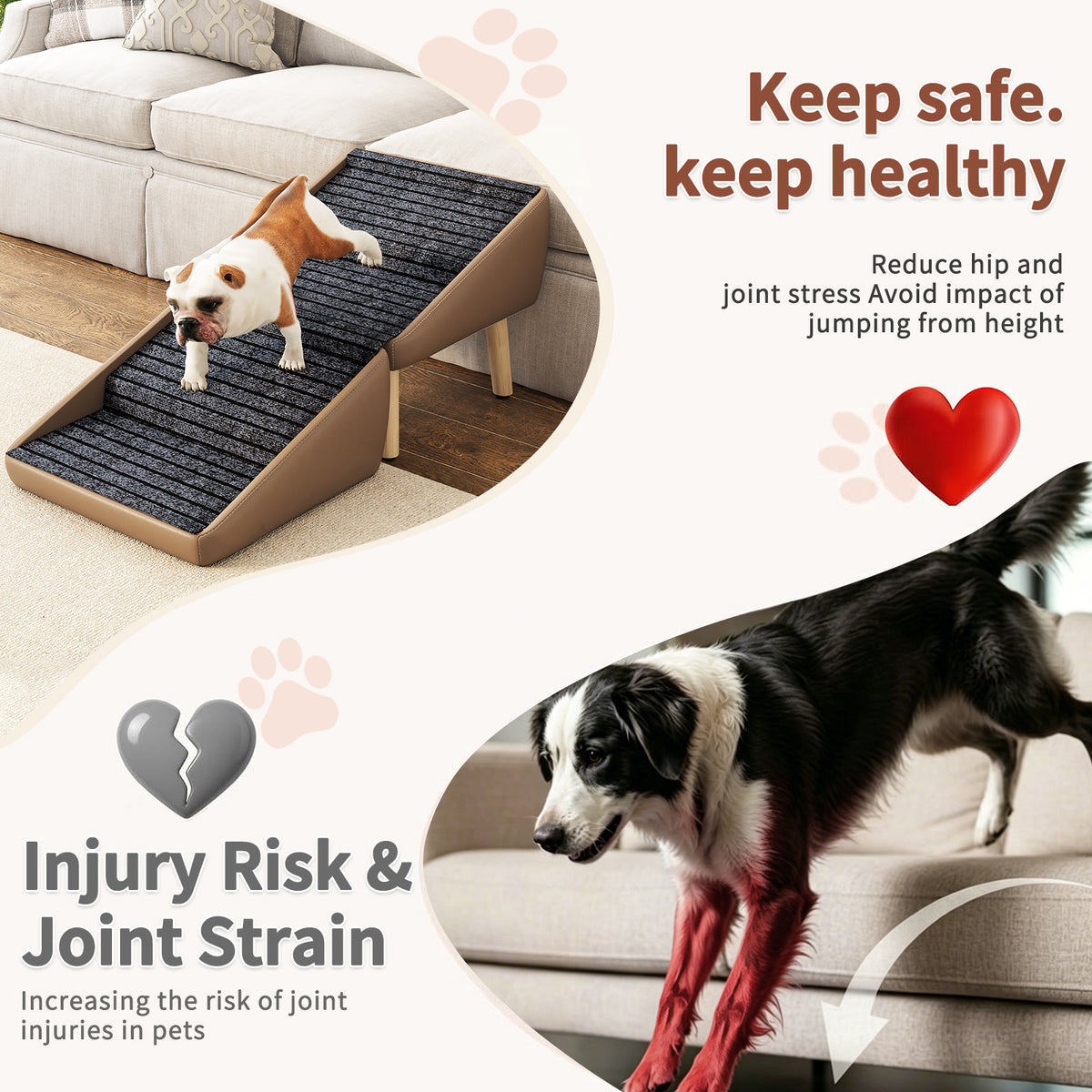 GuluNook Dog Stairs for Small Dogs – 2-in-1 Foldable Pet Steps & Ottoman Pet ramps