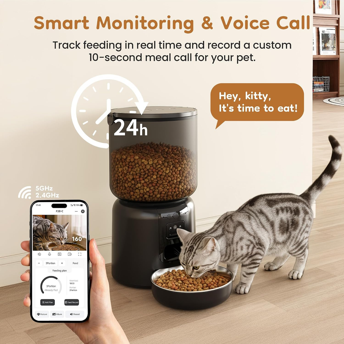 GuluNook Automatic Pet Feeder with Camera – 4L WiFi Cat & Dog Feeder